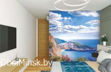 Фотообои с видом на море в интерьере спальни